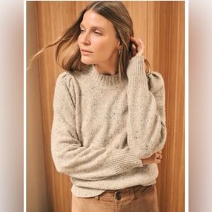 Faherty Boone Balloon Sleeve Wool Alpaca Sweater Mock Neck Ribbed size large